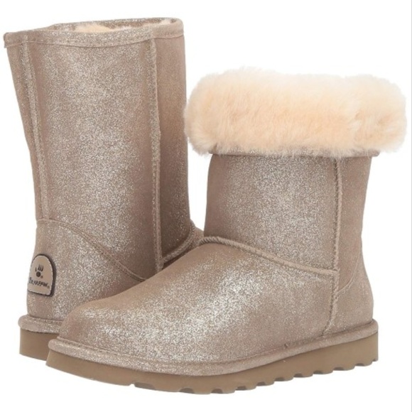 BearPaw Shoes - BearPaw Elle Short Pewter Glitter Winter Boots NWT